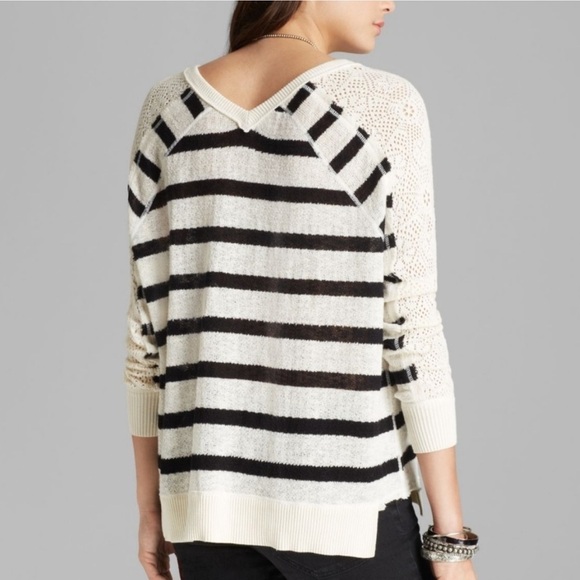 Free People V Neck Striped Sweater (Small) - Picture 2 of 7
